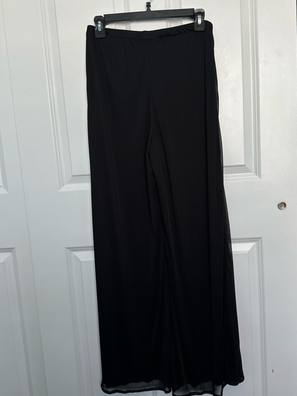 Connected Apparel Women’s Pull On Lined Wide Leg Ruffle Black Sz M Dress Pant